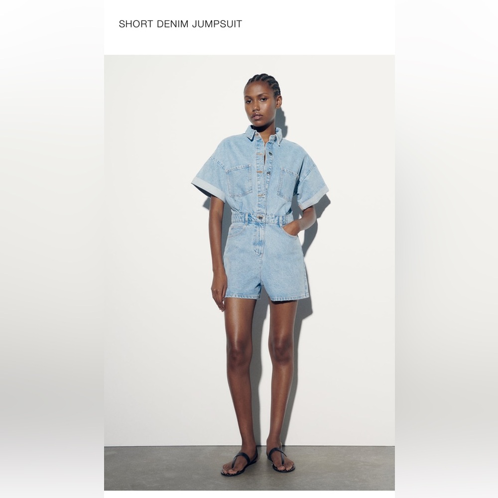 Zara Short denim jumpsuit